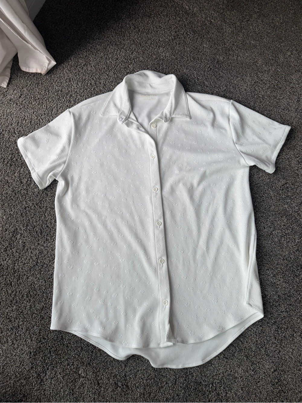 Skatie White Short-Sleeve Button Front Swim Coverup